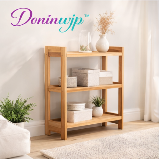 Doninwjp™ 3-Tier Rustic Wood Shelving Unit – Stylish & Practical